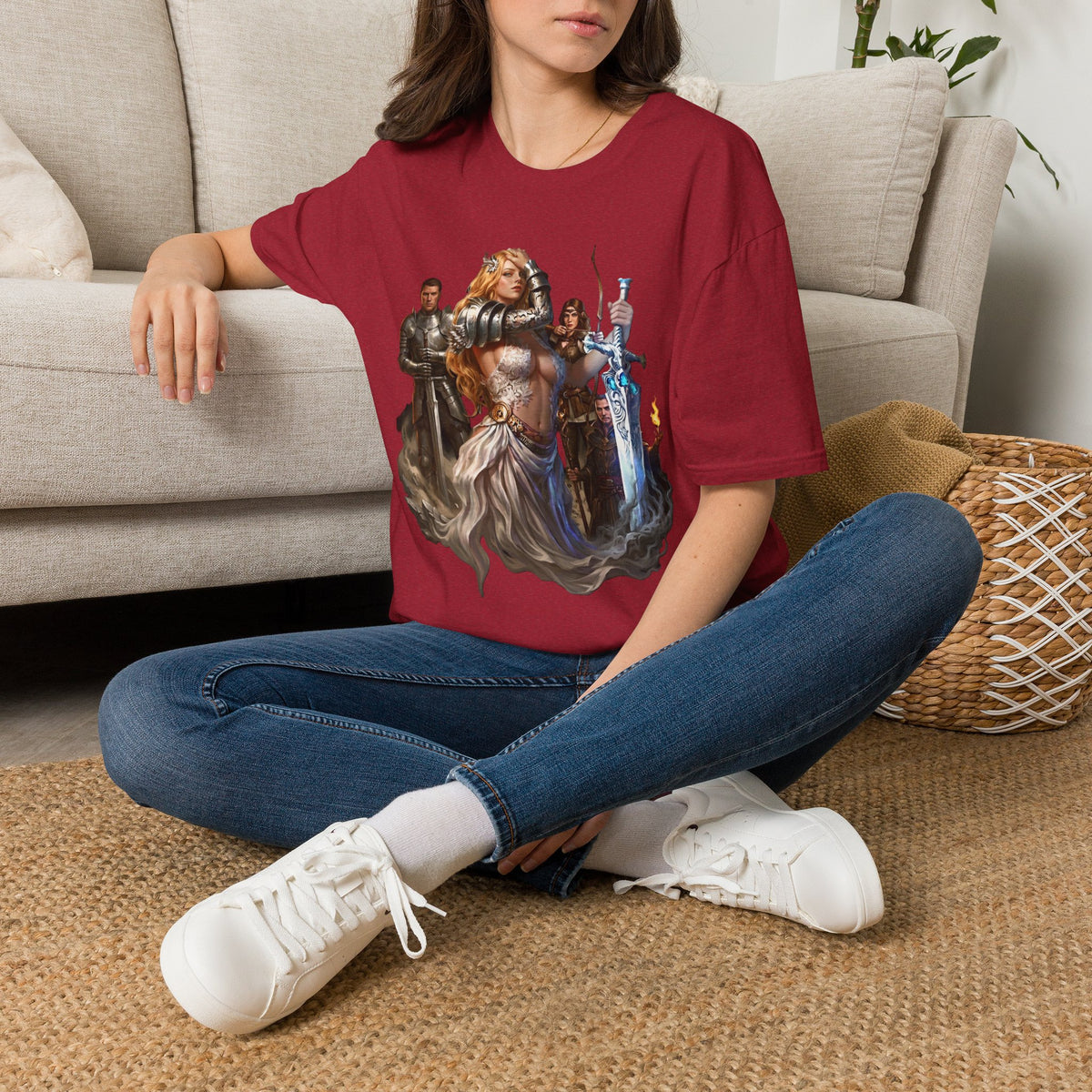 Fantasy Heroine Graphic Tee | Warrior Princess & Great sword T-Shirt | Dungeons and Dragons RPG Party Shirt | Dark Fantasy Graphic Tee
