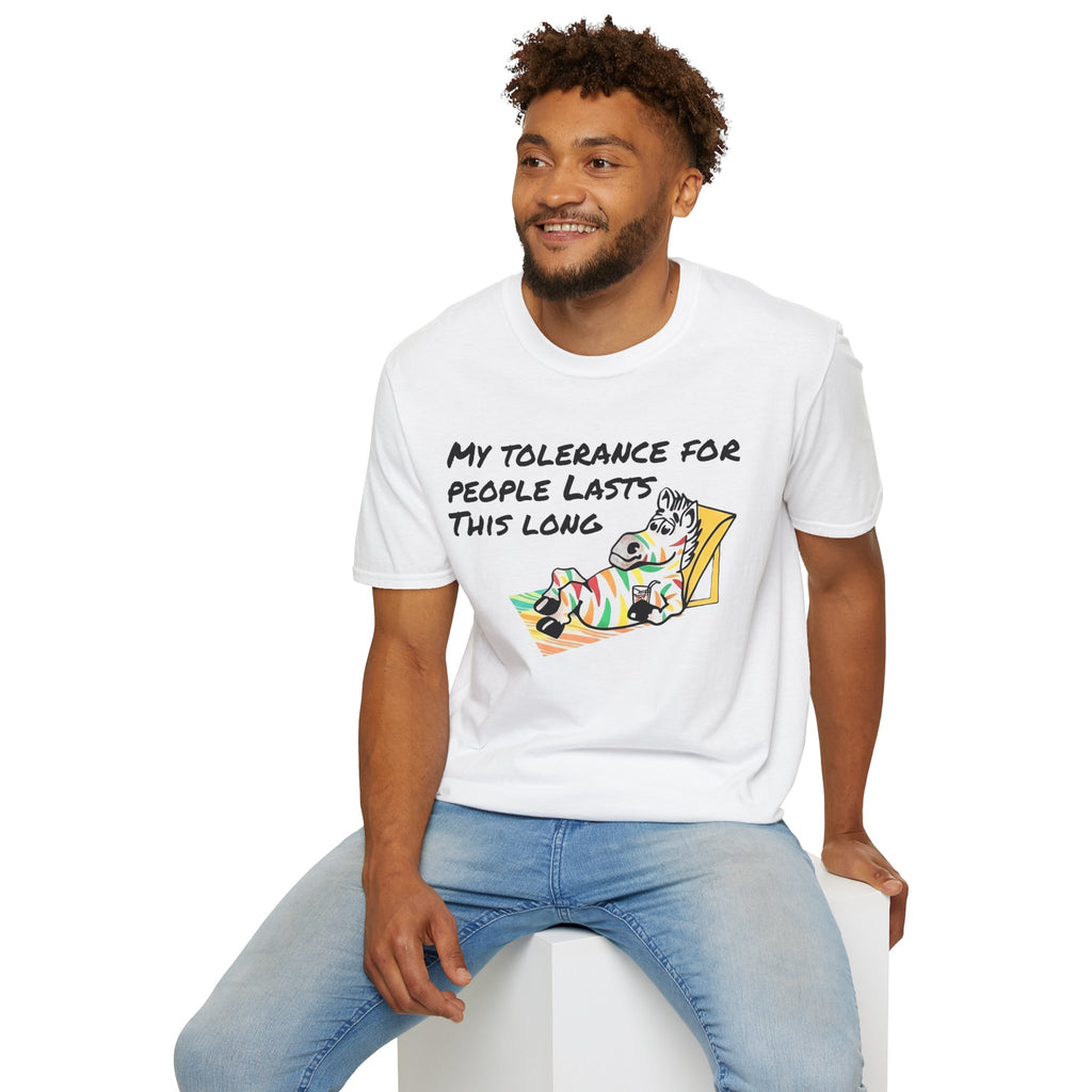 Funny Zebra T-Shirt, Sarcastic Shirt, My Tolerance For People Lasts This Long, Colorful Vintage Animal Graphic Tee
