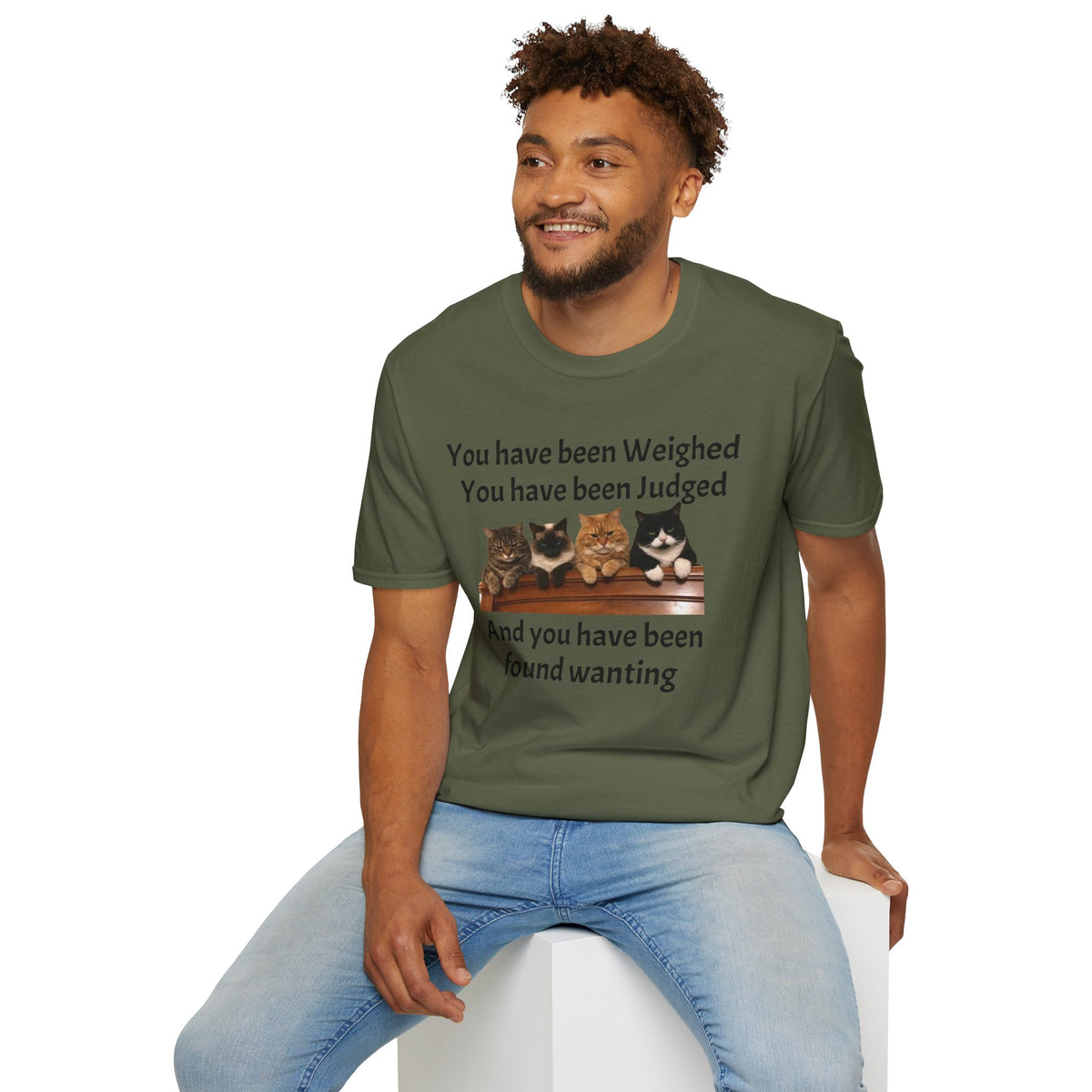 Judging Cats Graphic Tee | You Have Been Weighed Judged Found Wanting | Funny Sarcastic Cat T-Shirt | Funny Cat Lover Gift