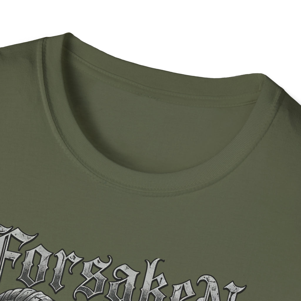Forsaken Horned Skull Graphic Tee | Gothic Runes & Crossed Axes T-Shirt