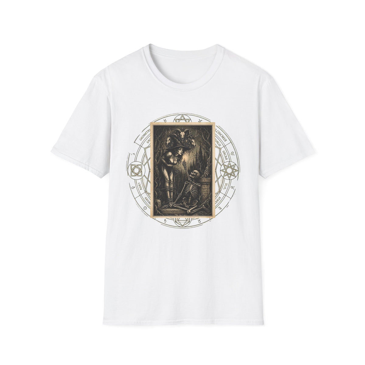 Runic Witch & Skeleton Graphic T-Shirt