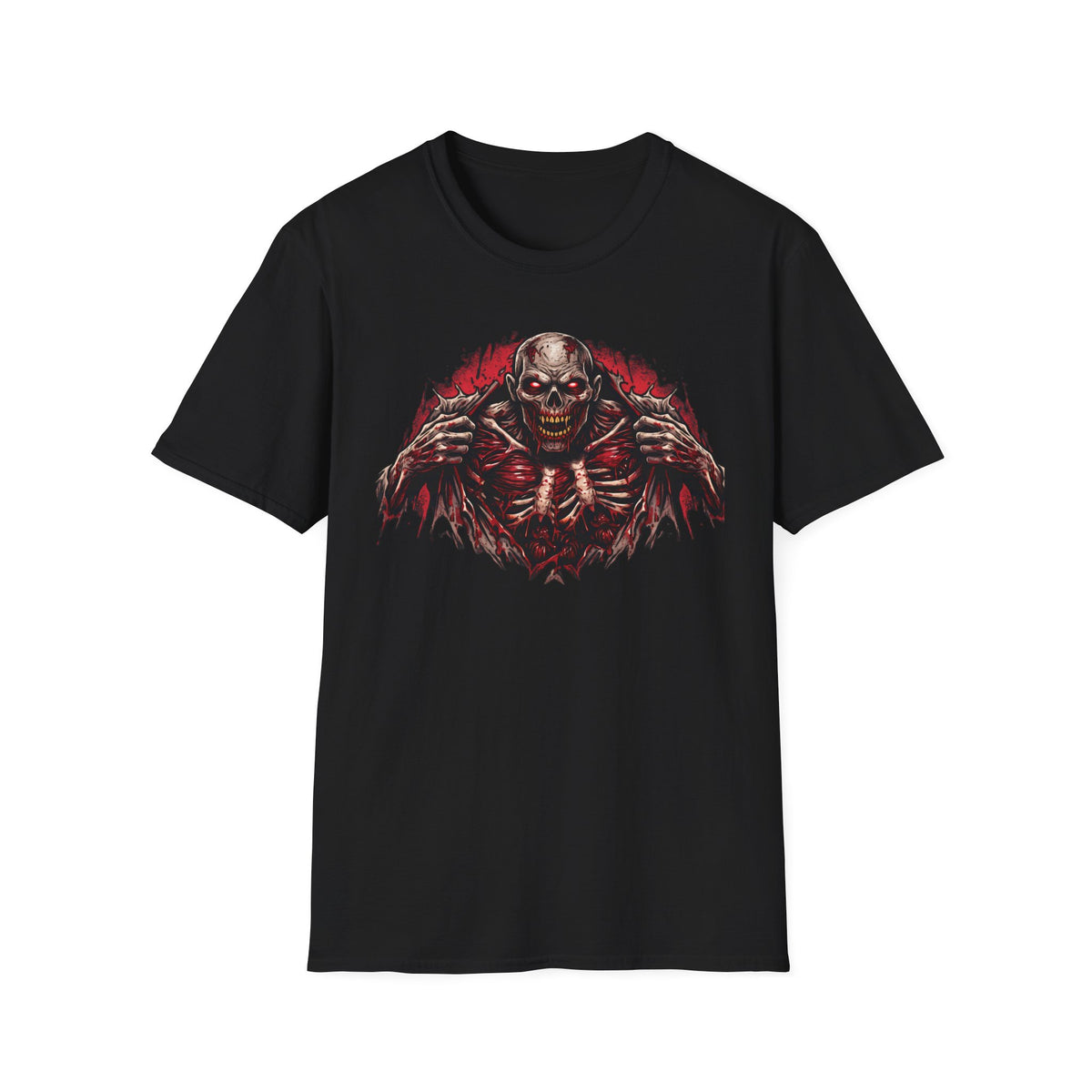 Ripped Zombie Chest Dark Art Graphic T-Shirt