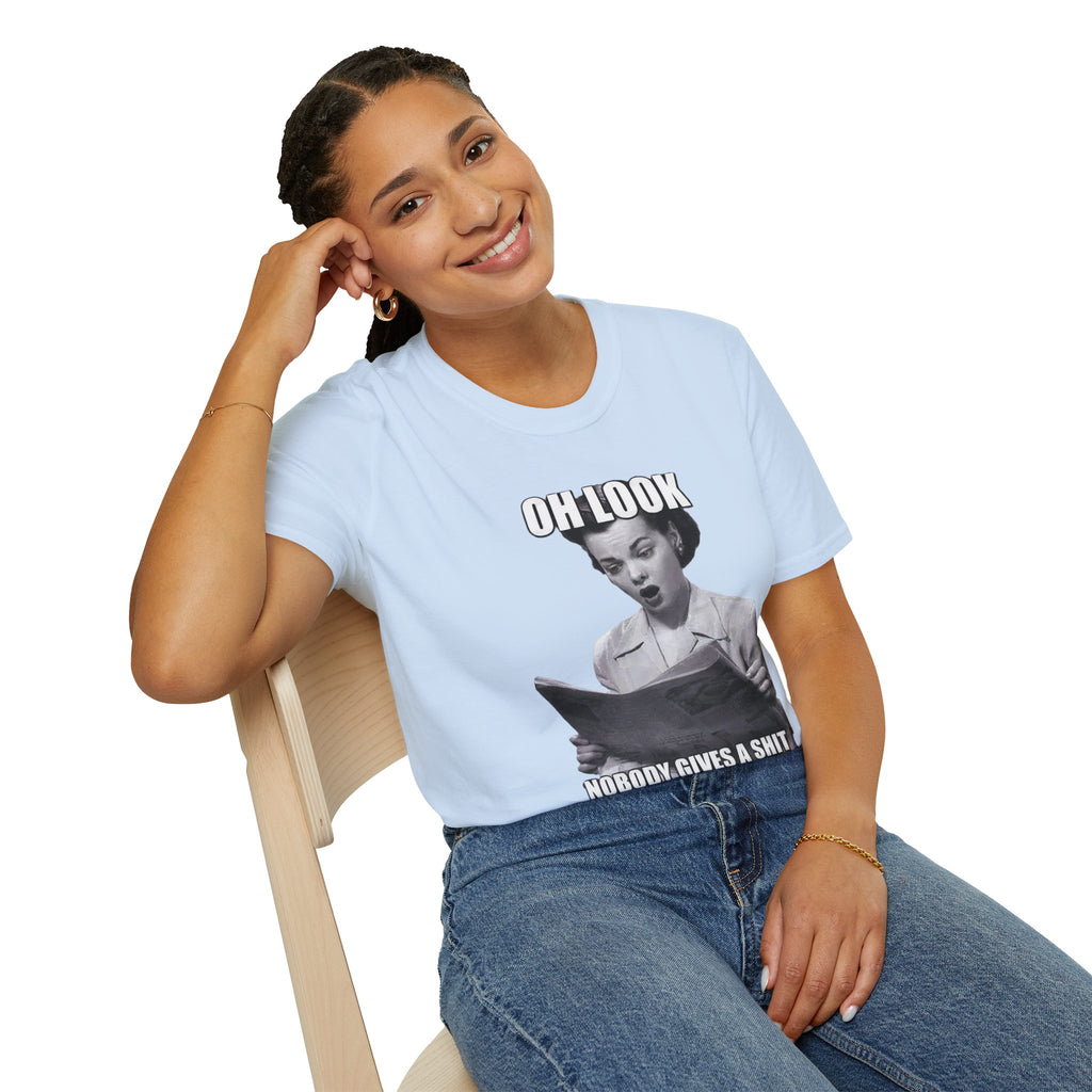 Funny Sarcastic Retro Meme Graphic Tee | Oh Look Nobody Gives A Shit T-Shirt