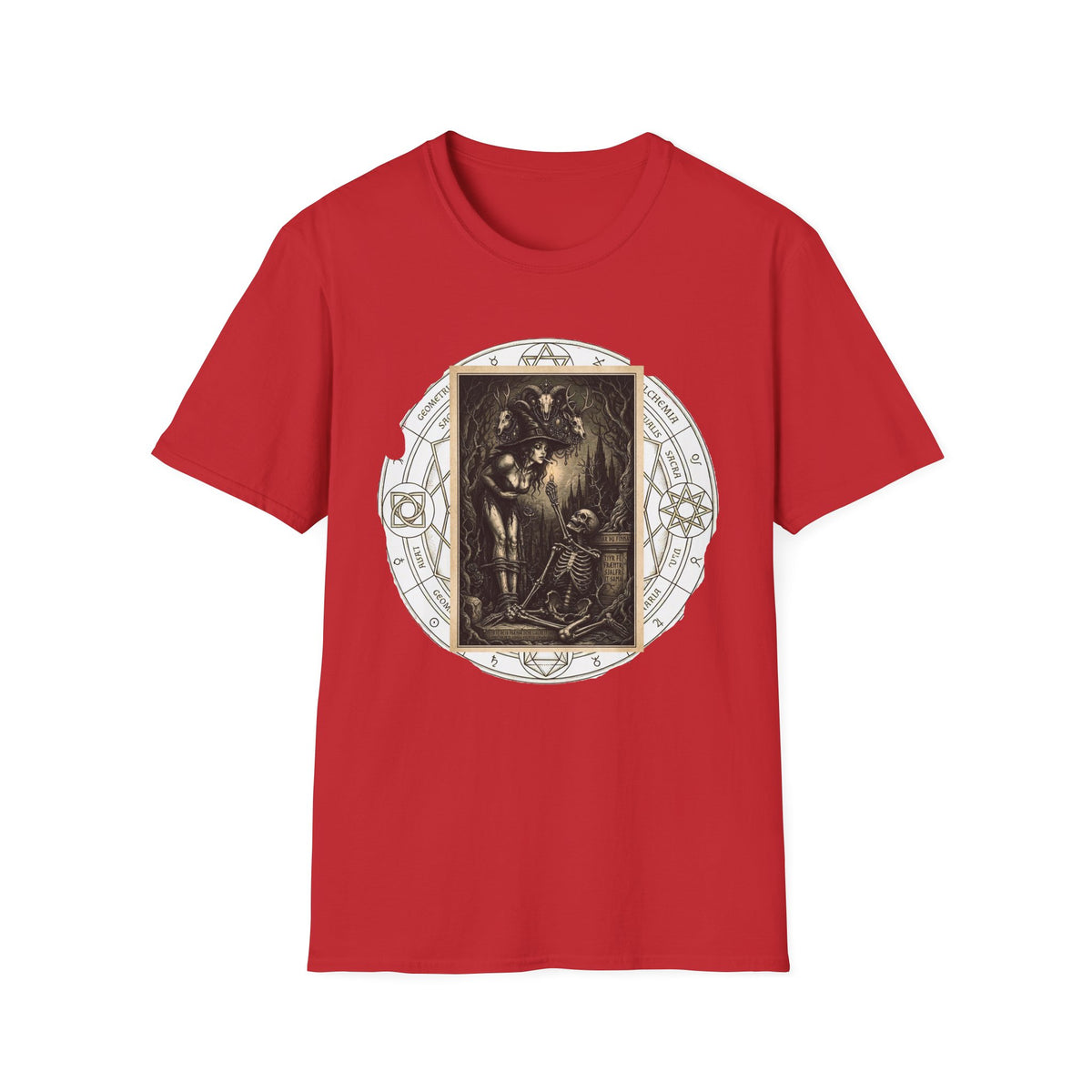 Runic Witch & Skeleton Graphic T-Shirt