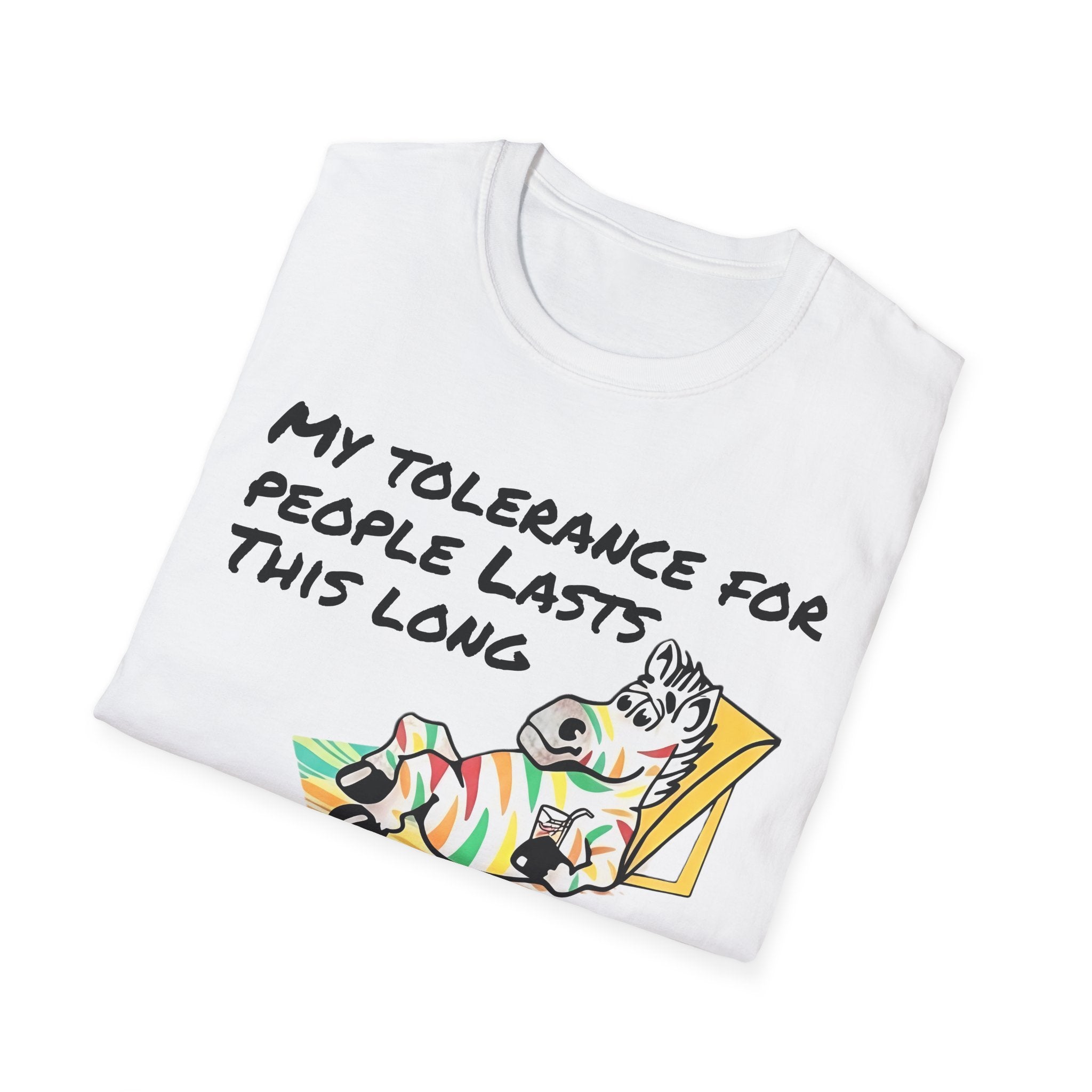 Funny Zebra T-Shirt, Sarcastic Shirt, My Tolerance For People Lasts This Long, Colorful Vintage Animal Graphic Tee