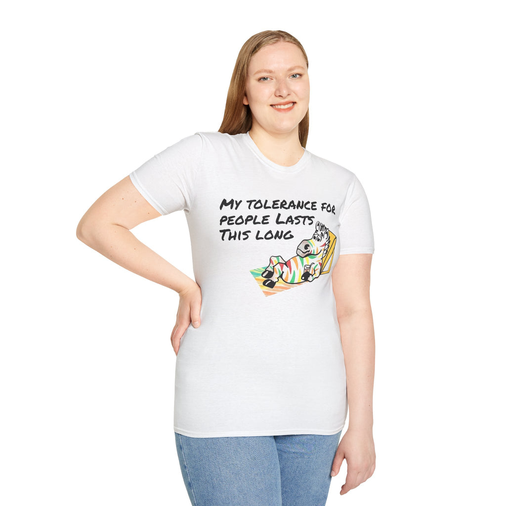 Funny Zebra T-Shirt, Sarcastic Shirt, My Tolerance For People Lasts This Long, Colorful Vintage Animal Graphic Tee