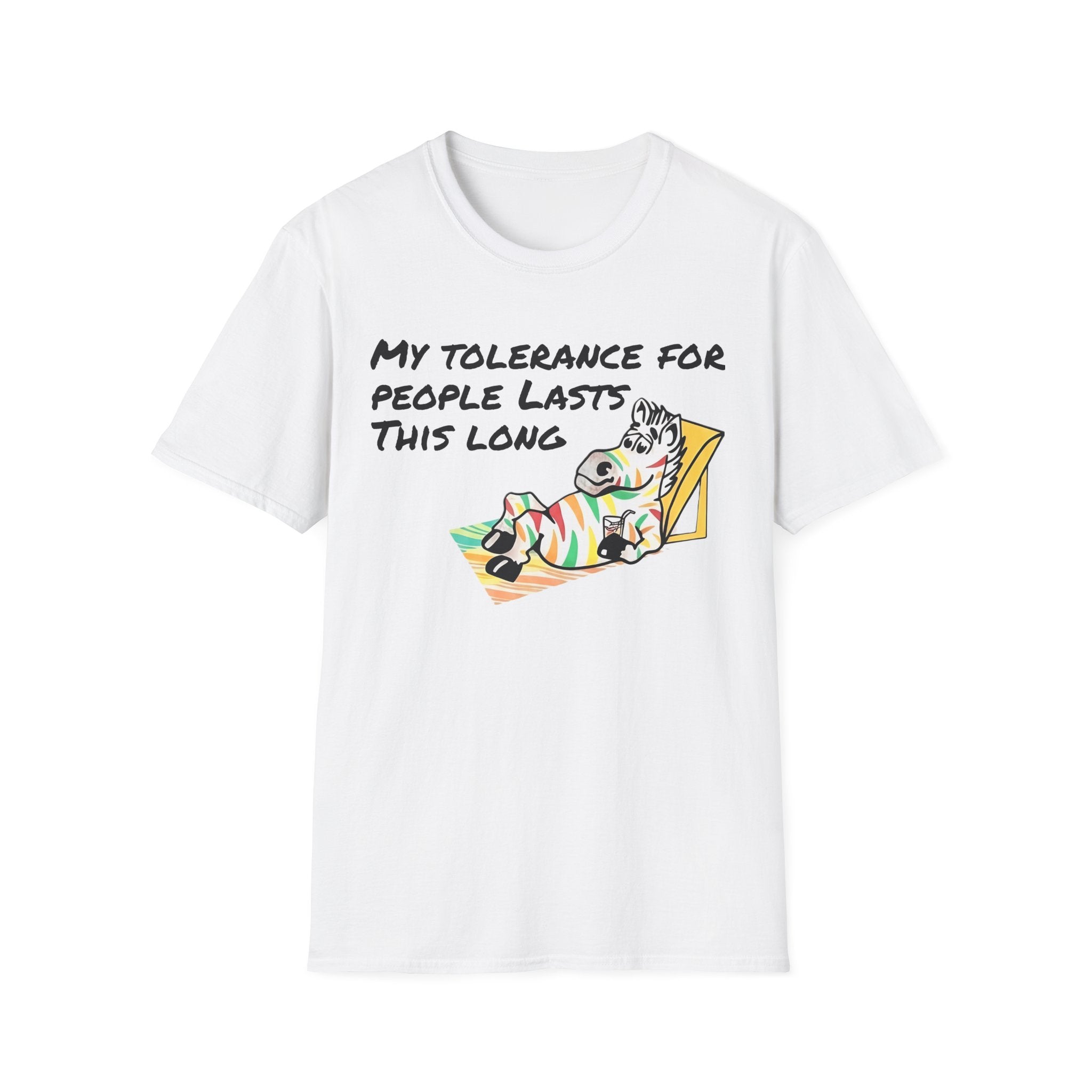 Funny Zebra T-Shirt, Sarcastic Shirt, My Tolerance For People Lasts This Long, Colorful Vintage Animal Graphic Tee