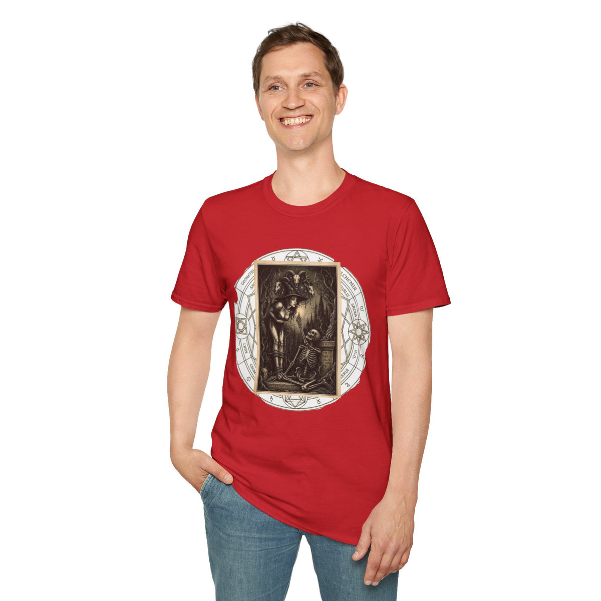 Runic Witch & Skeleton Graphic T-Shirt