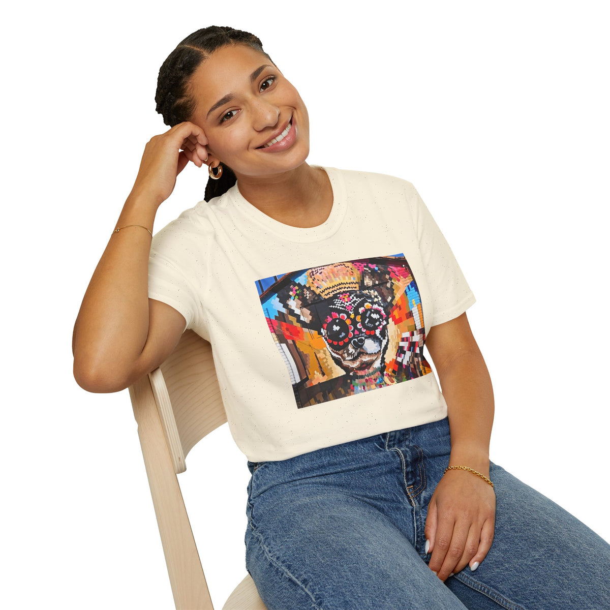 Dia de los Muertos Chihuahua Mural T-Shirt | Sugar Skull Dog Graphic Tee