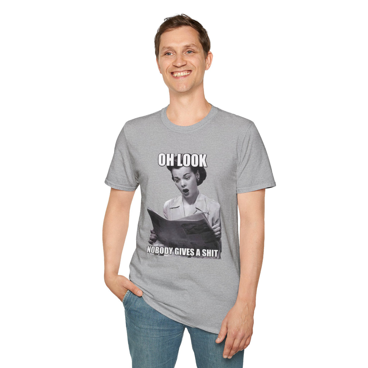 Funny Sarcastic Retro Meme Graphic Tee | Oh Look Nobody Gives A Shit T-Shirt