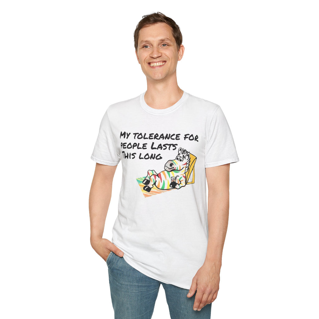 Funny Zebra T-Shirt, Sarcastic Shirt, My Tolerance For People Lasts This Long, Colorful Vintage Animal Graphic Tee