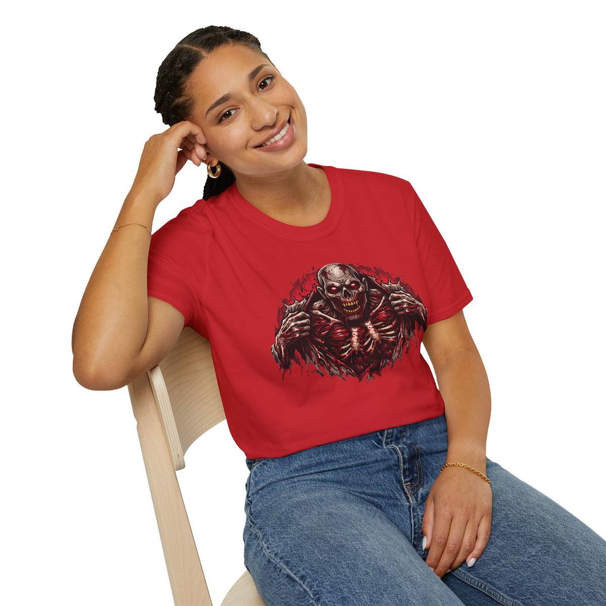Ripped Zombie Chest Dark Art Graphic T-Shirt