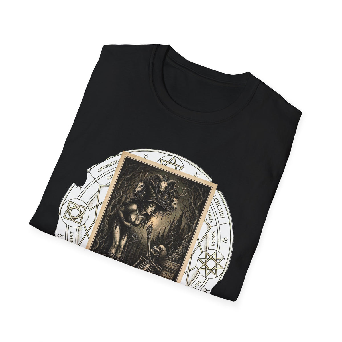 Runic Witch & Skeleton Graphic T-Shirt