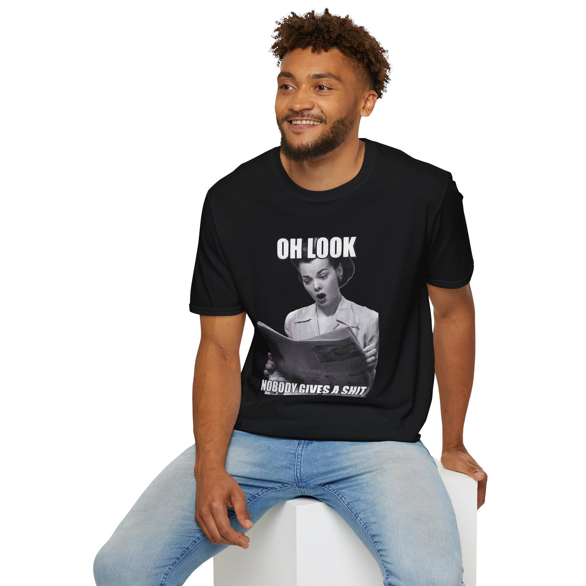 Funny Sarcastic Retro Meme Graphic Tee | Oh Look Nobody Gives A Shit T-Shirt