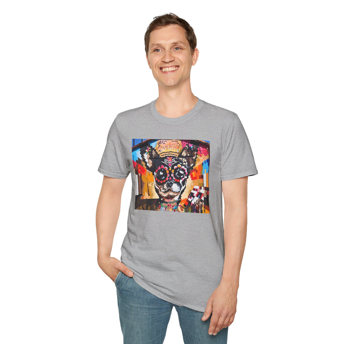 Dia de los Muertos Chihuahua Mural T-Shirt | Sugar Skull Dog Graphic Tee