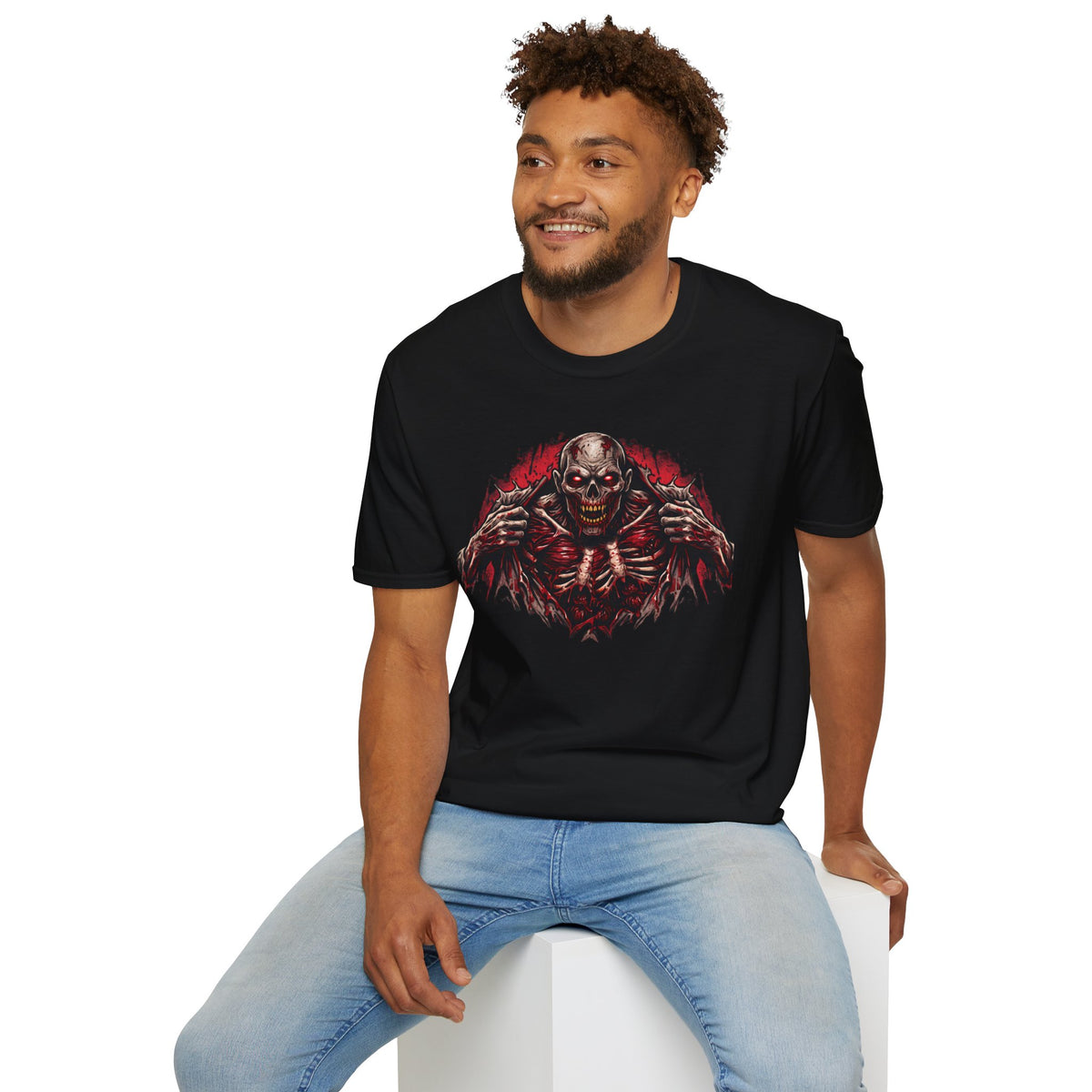 Ripped Zombie Chest Dark Art Graphic T-Shirt
