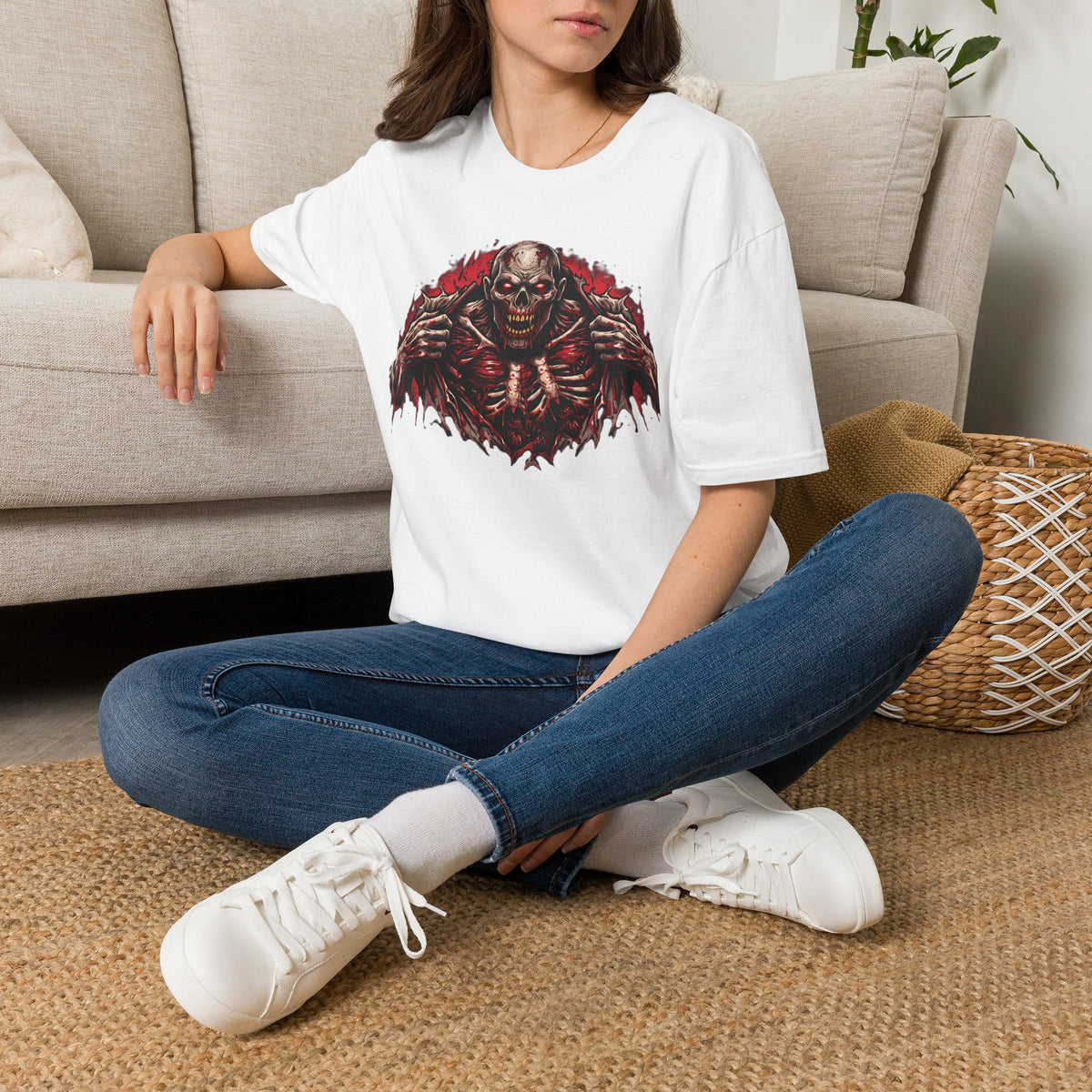 Ripped Zombie Chest Dark Art Graphic T-Shirt