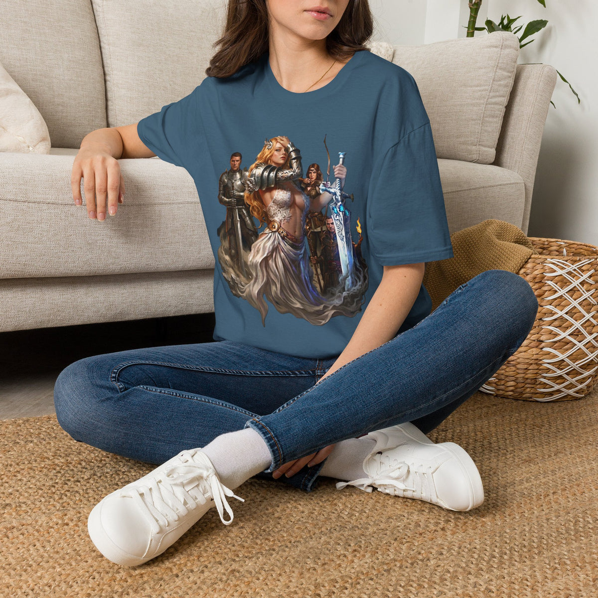 Fantasy Heroine Graphic Tee | Warrior Princess & Great sword T-Shirt | Dungeons and Dragons RPG Party Shirt | Dark Fantasy Graphic Tee
