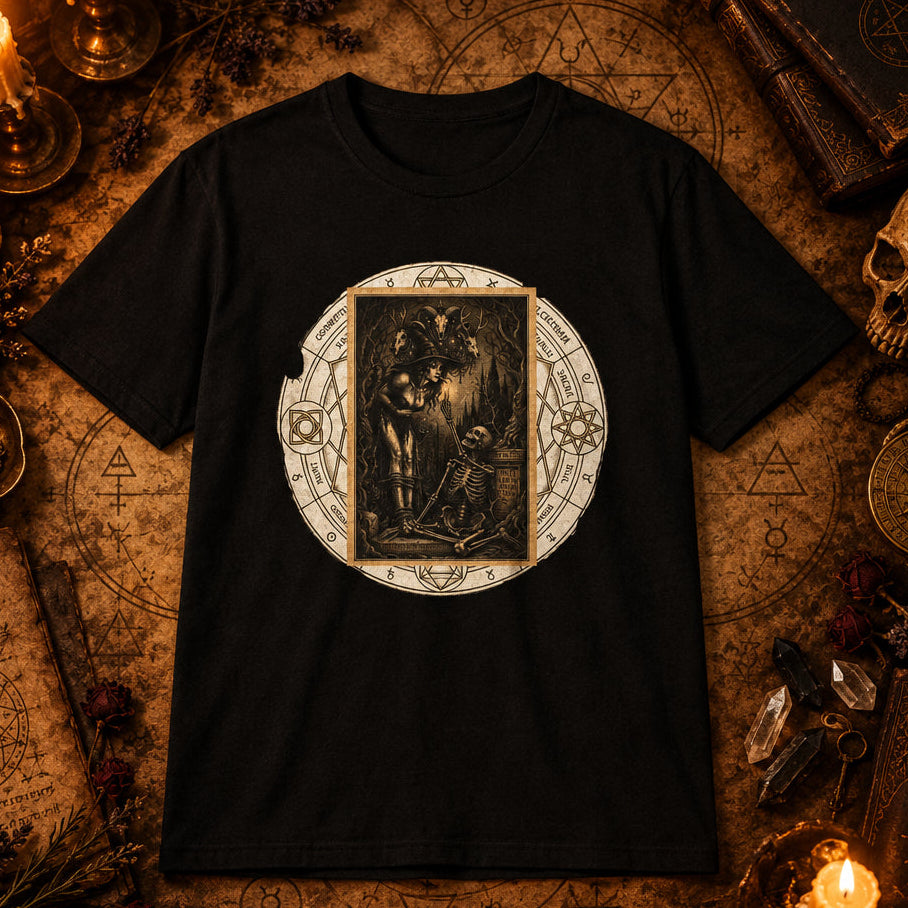 Runic Witch & Skeleton Graphic T-Shirt