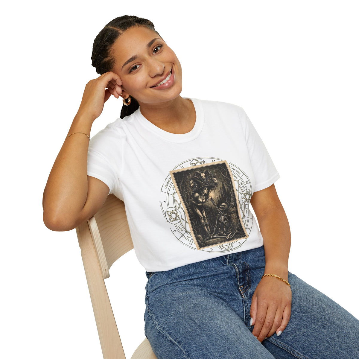 Runic Witch & Skeleton Graphic T-Shirt