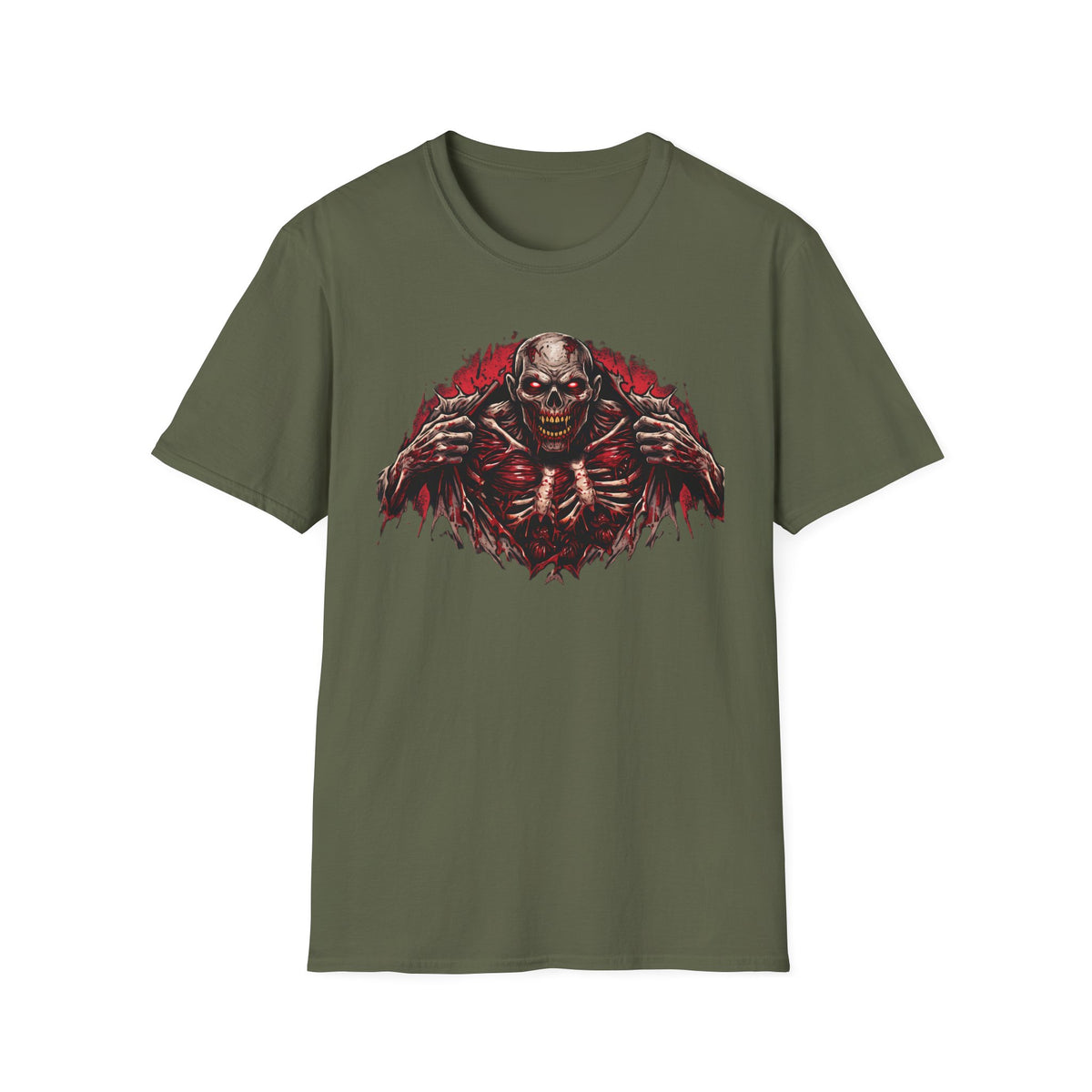 Ripped Zombie Chest Dark Art Graphic T-Shirt