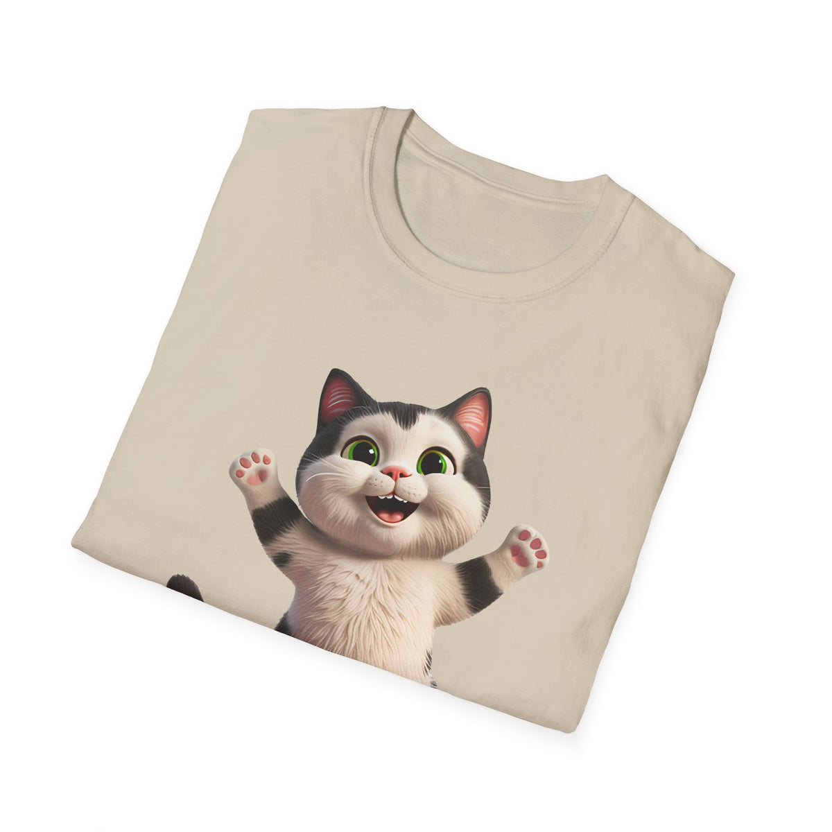 Jumping Cat Graphic Tee | Cute Chubby Tabby Kitten T-Shirt | 3D Animated Kitty Shirt | Whimsical Pet Lover Gift Apparel