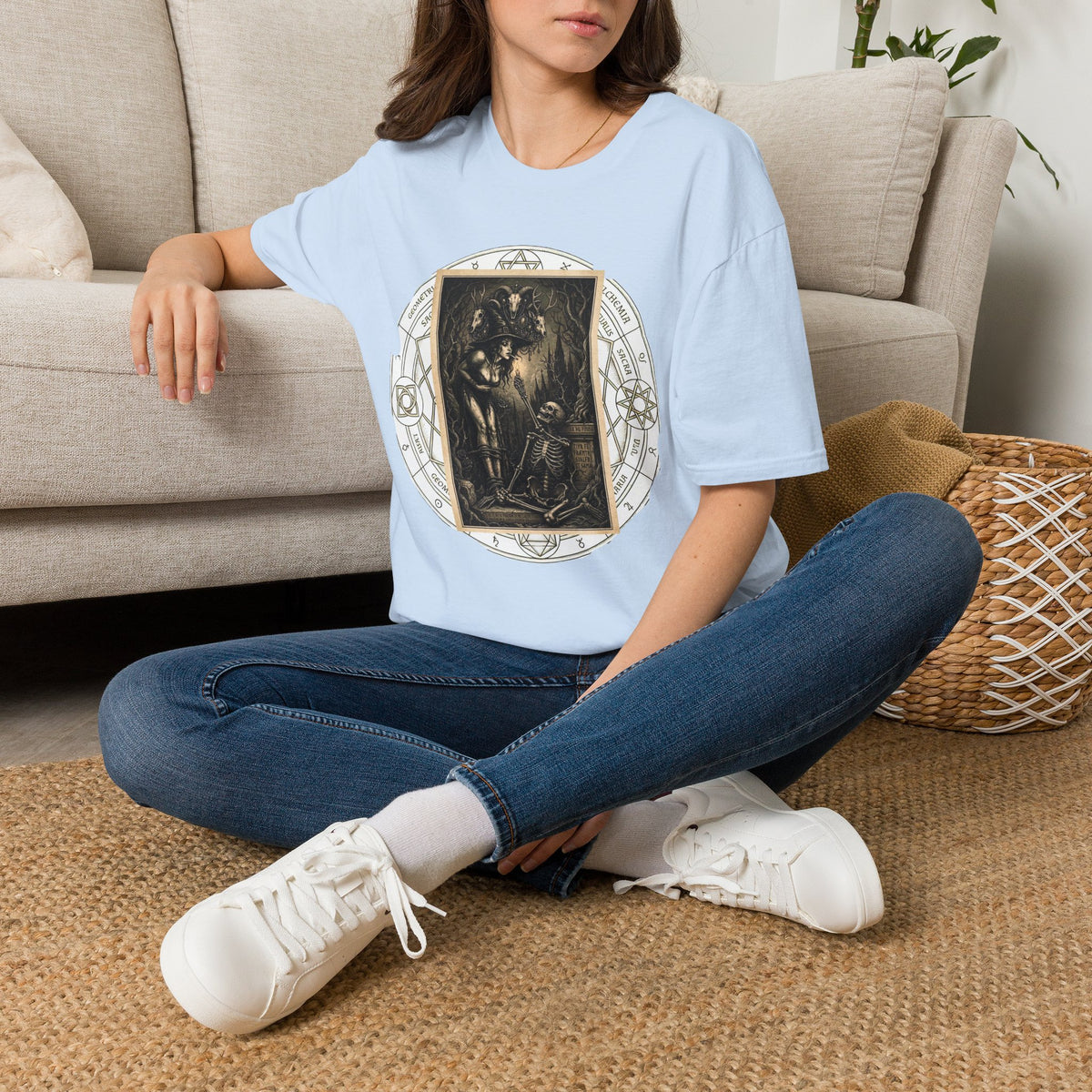 Runic Witch & Skeleton Graphic T-Shirt