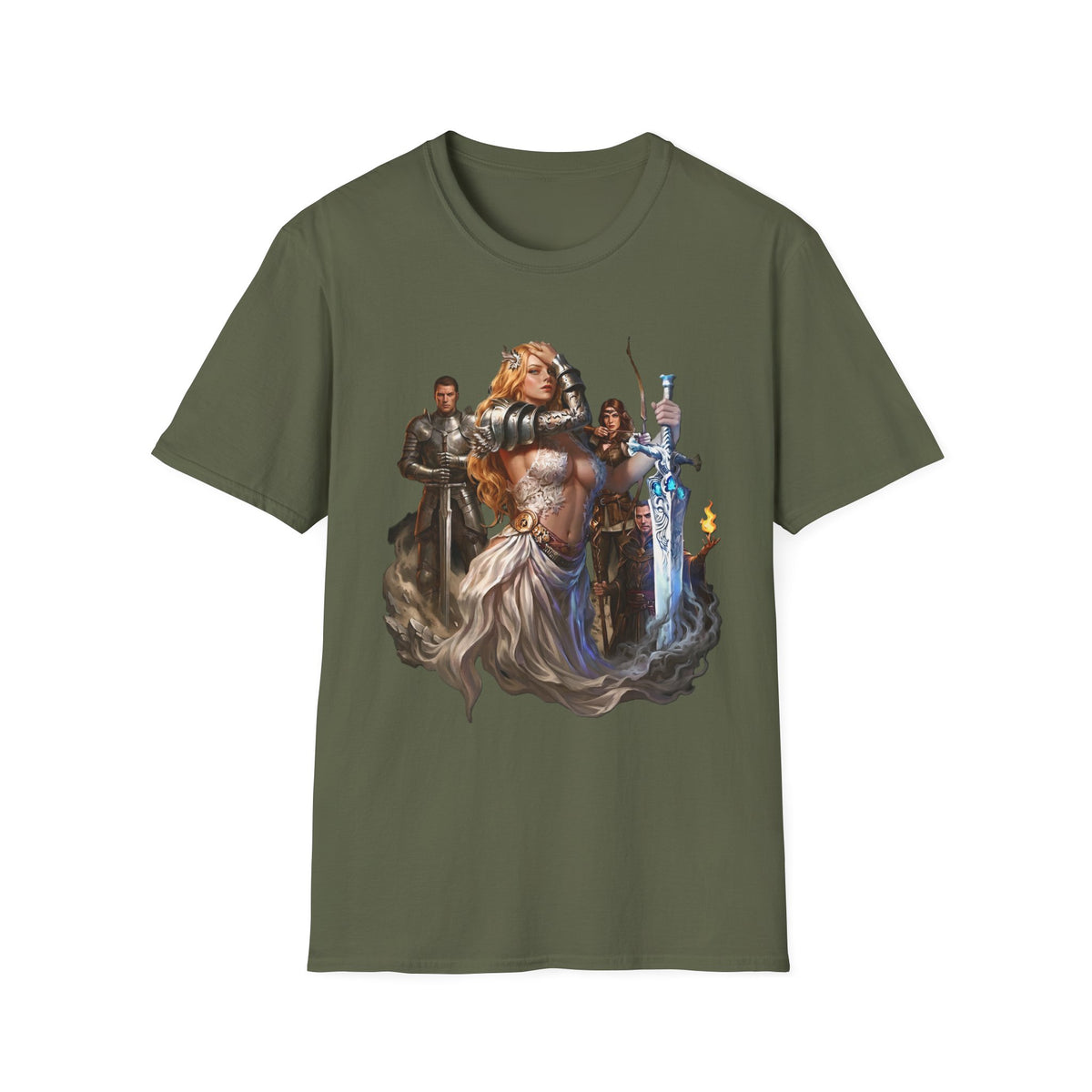 Fantasy Heroine Graphic Tee | Warrior Princess & Great sword T-Shirt | Dungeons and Dragons RPG Party Shirt | Dark Fantasy Graphic Tee