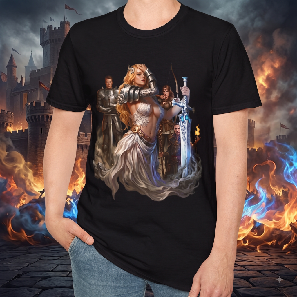 Fantasy Heroine Graphic Tee | Warrior Princess & Great sword T-Shirt | Dungeons and Dragons RPG Party Shirt | Dark Fantasy Graphic Tee