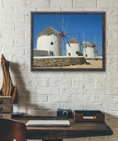 Mykonos Island Scenic Windmill Art Print