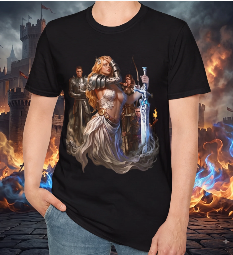 Fantasy Warrior Queen & Adventurers Graphic Tee