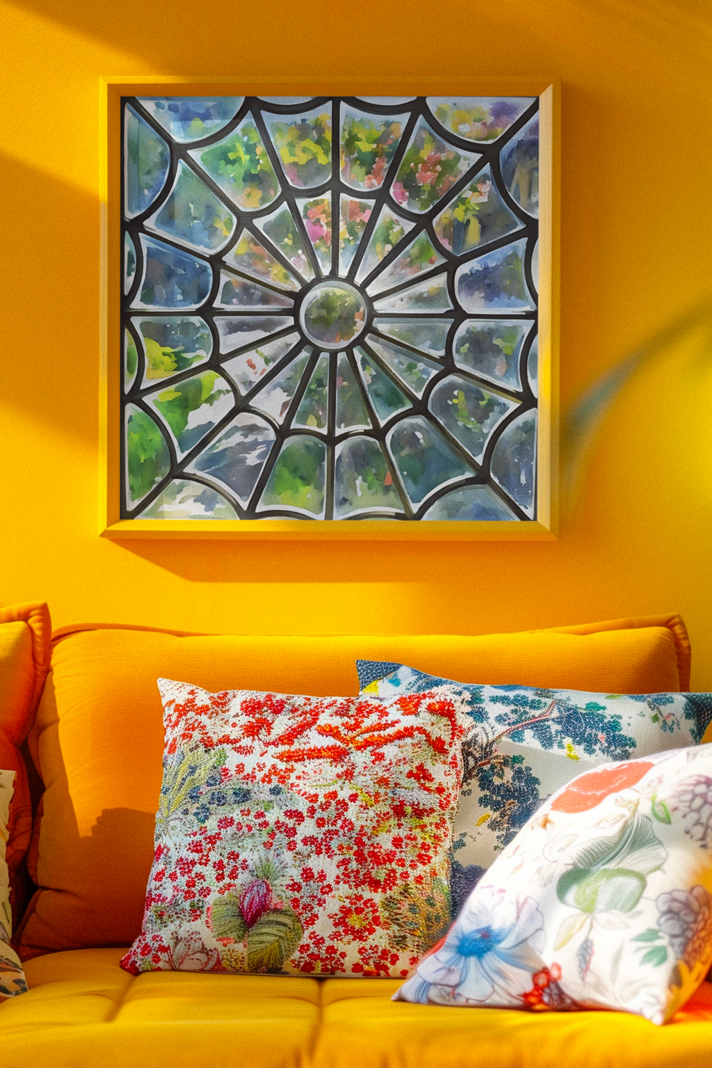 Stained Glass Cobweb Window Secret Garden Art Print