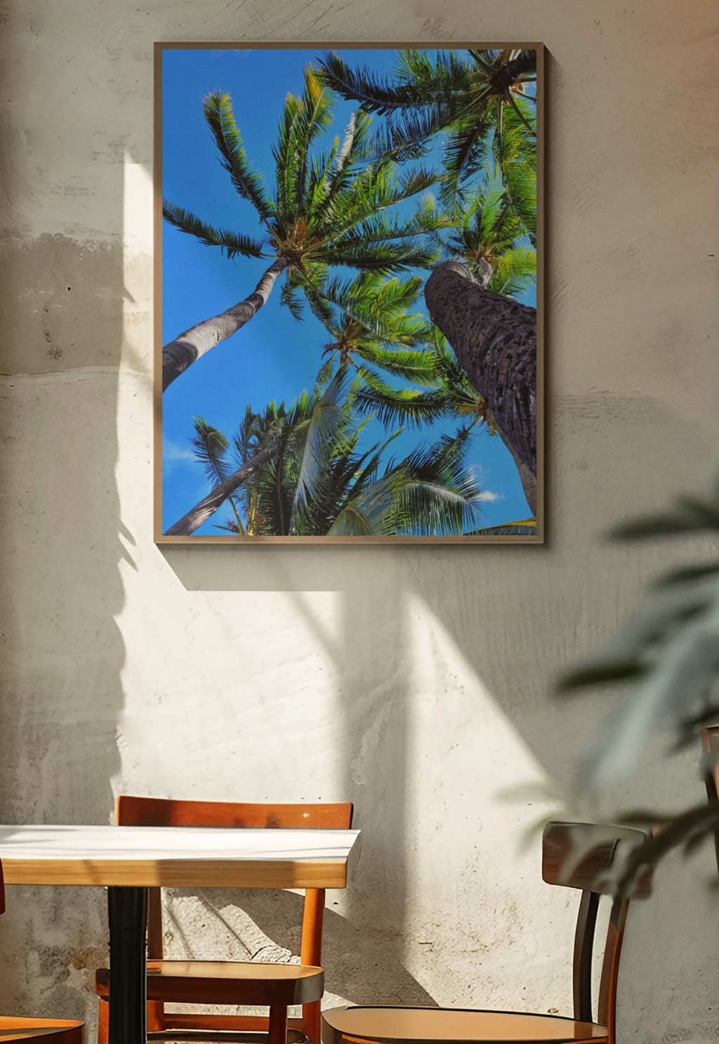 Tropical Palm Tree Canopy Photography Print, Coastal Fine Art Wall Art, Hawaiian Beach House Decor