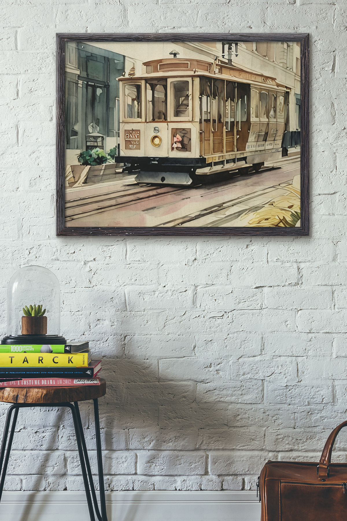San Francisco Cable Car Framed Fine Art Watercolor Print