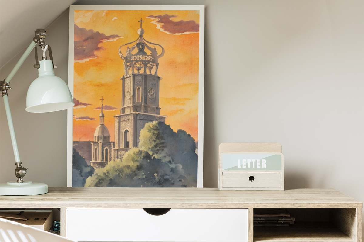 Puerto Vallarta Cathedral Watercolor Art Print