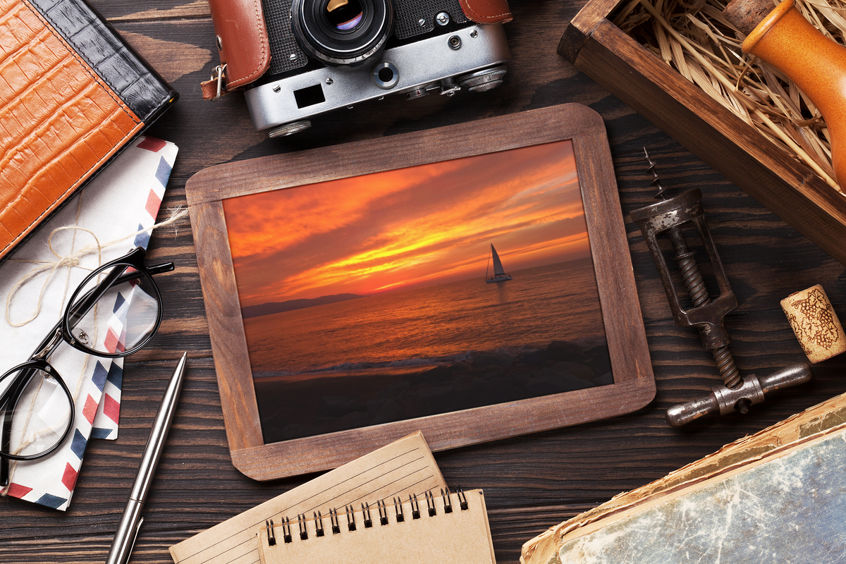 Ocean Sunset Sailboat Wall Art | Fiery Red Sky Coastal Landscape Print