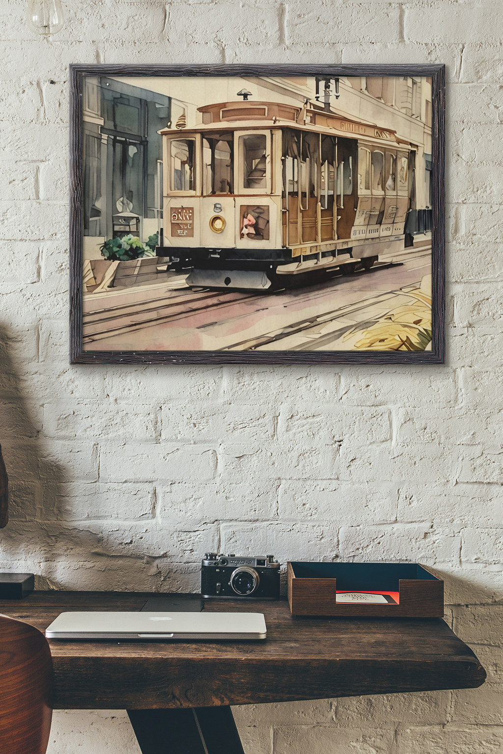 San Francisco Cable Car Framed Fine Art Watercolor Print