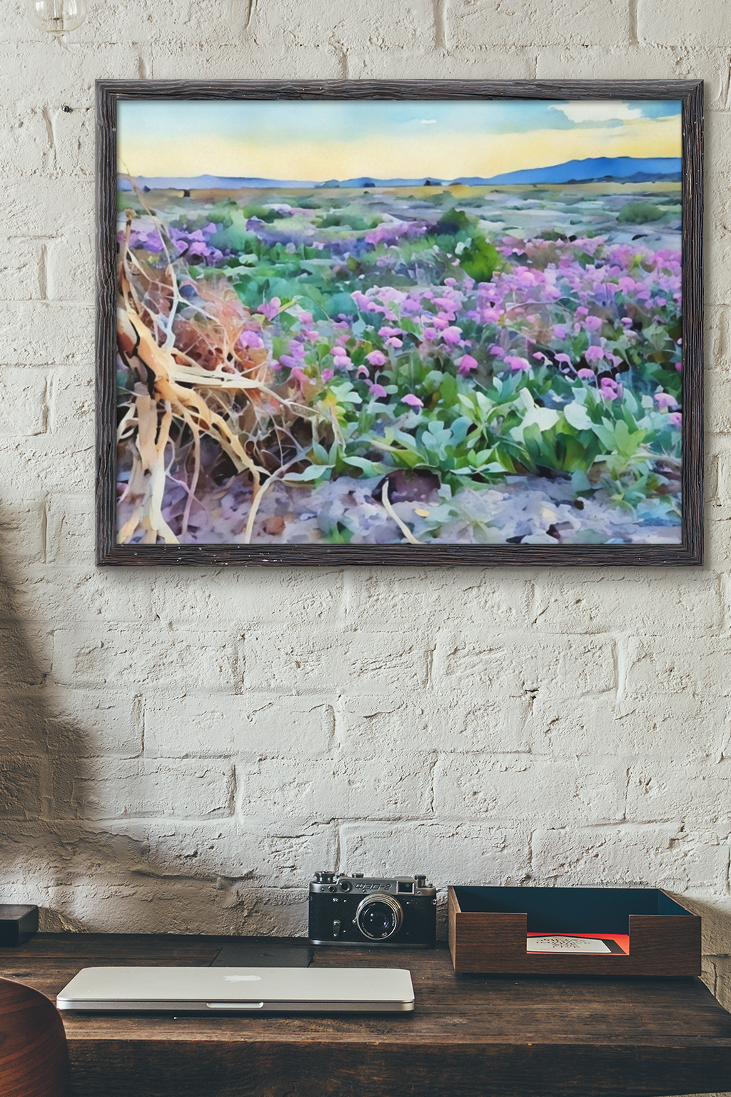 Desert Wildflower Bloom Watercolor Art Print | Southwestern Floral Landscape Decor