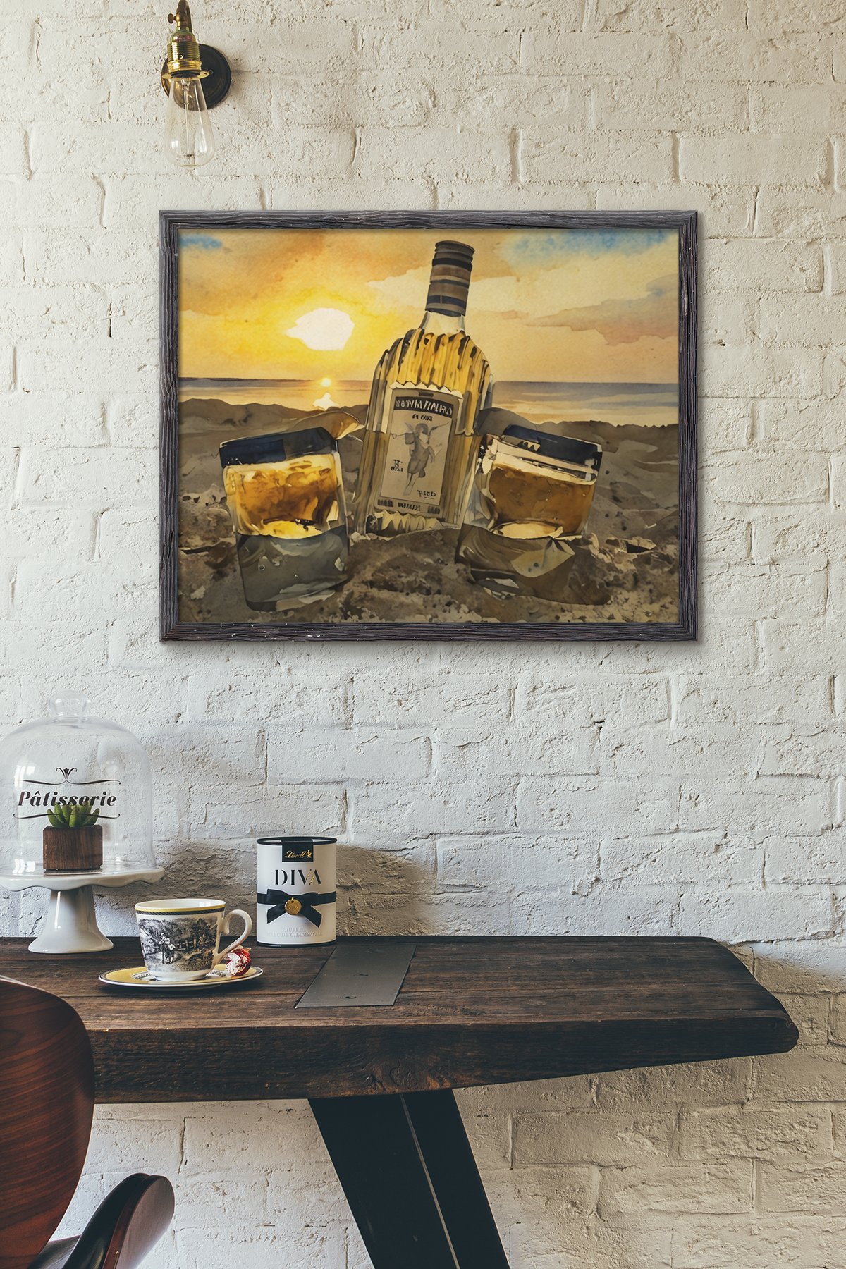 Tequila Bottle Sunset Beach Fine Art Print