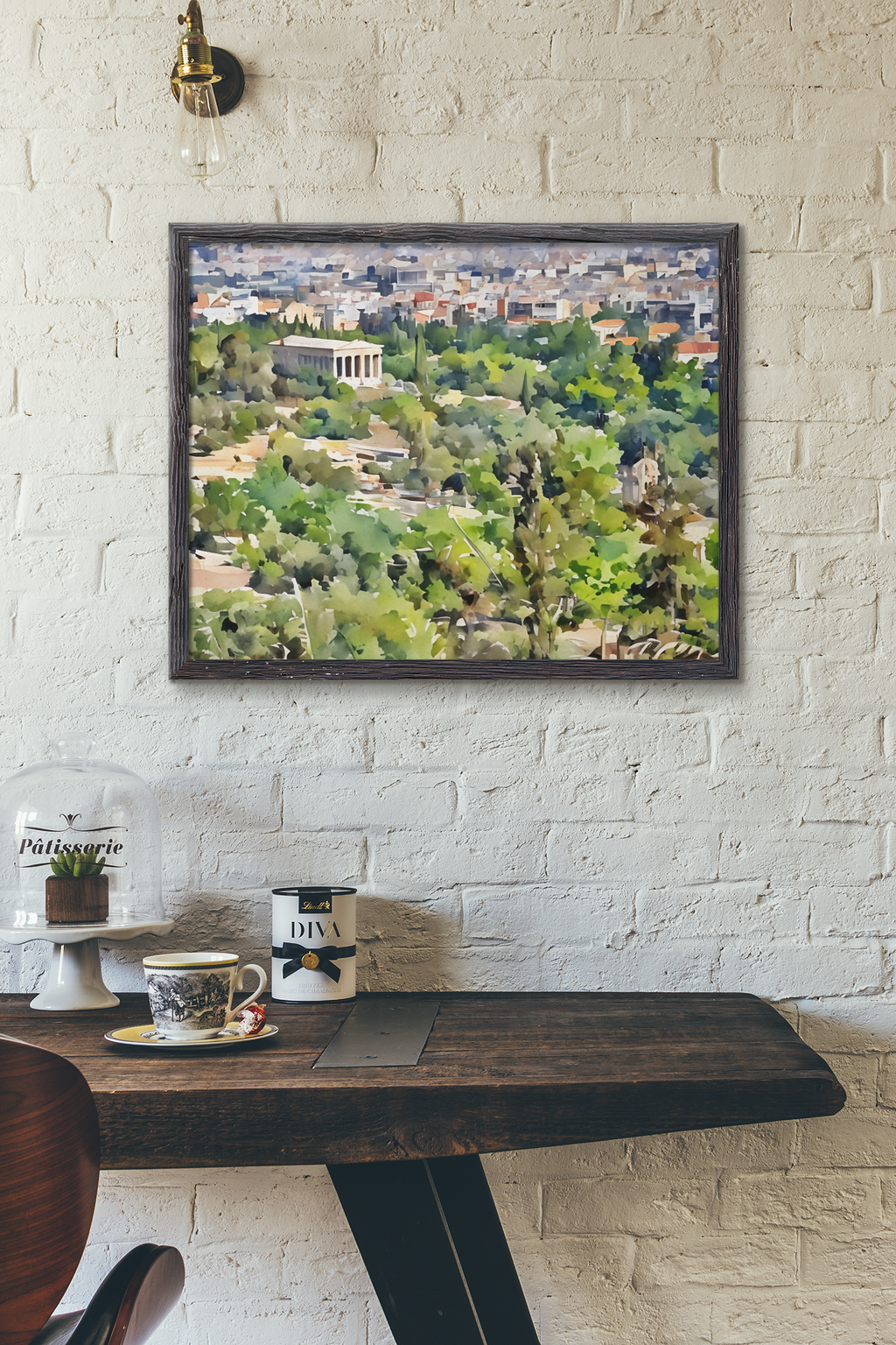 Athens Watercolor Print - Greek Watercolor Fine Art Print - Scenic Landscape - Watercolor Art - Greek Cityscape, Travel Art