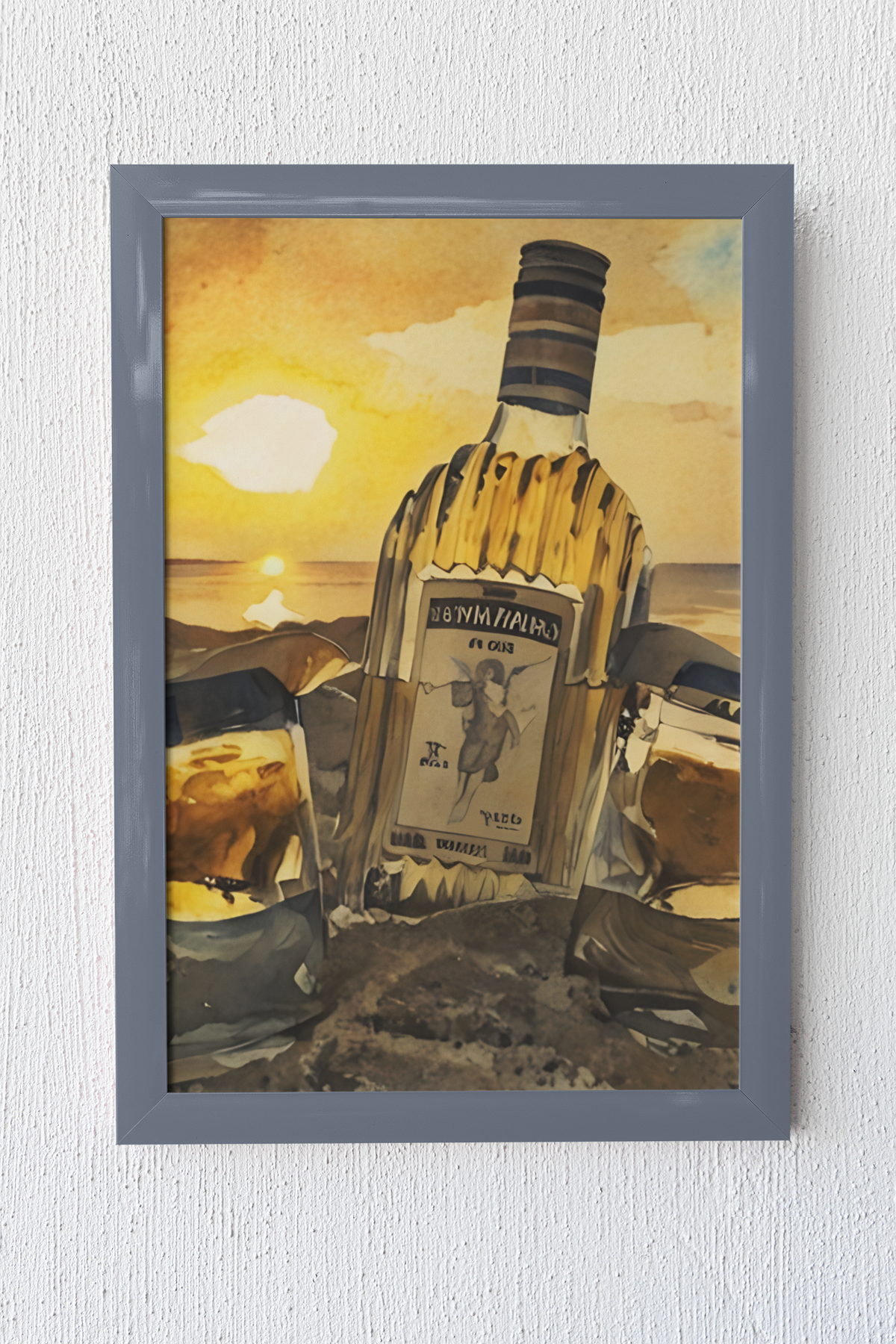 Tequila Bottle Sunset Beach Fine Art Print