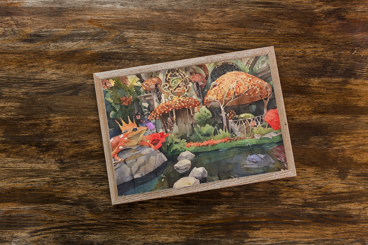Enchanted Forest Frog Prince Watercolor Fine Art Print