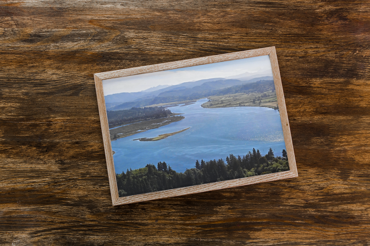 Panoramic River Valley Photography Print | Pacific Northwest Mountain View Wall Art, Coastal Estuary Nature Print