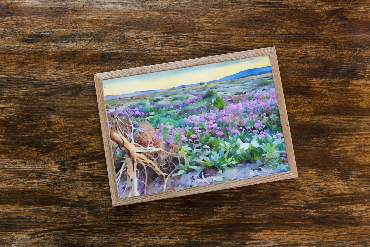 Desert Wildflower Bloom Watercolor Art Print | Southwestern Floral Landscape Decor