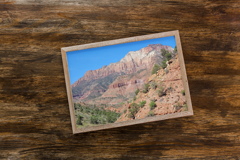 Zion National Park Print | Utah Sandstone Mountain Peak | Red Rock Canyon Photography | Southwest Desert Fine Art Poster