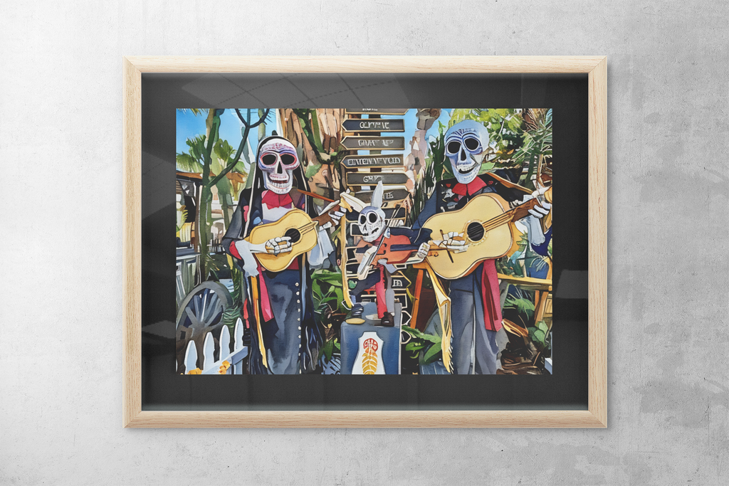Día de los Muertos Skeleton Mariachi Band Watercolor Print | Day of the Dead Mexican Culture Art Print