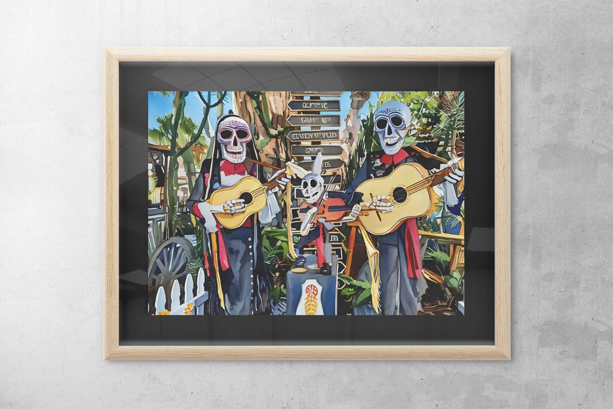 Día de los Muertos Skeleton Mariachi Band Watercolor Print | Day of the Dead Mexican Culture Art Print