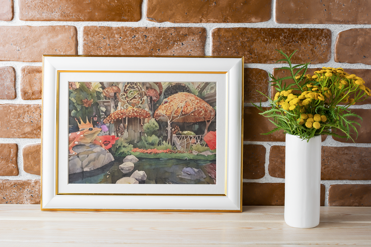 Enchanted Forest Frog Prince Watercolor Fine Art Print