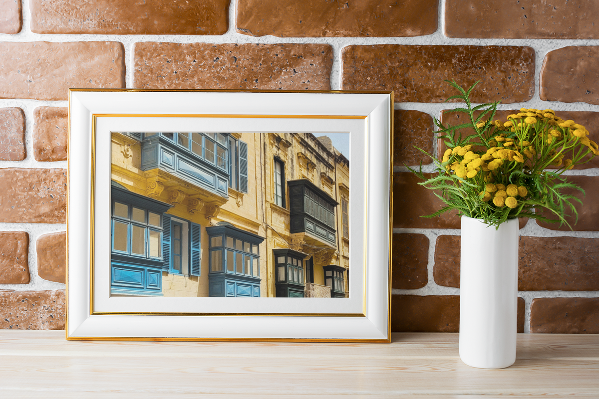Traditional Maltese Blue Balconies Fine Art Photography Print