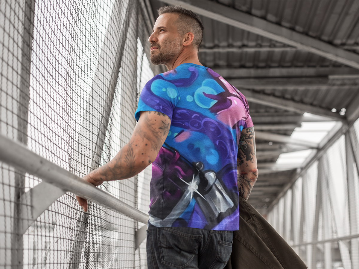 Purple Octopus Graffiti All-Over Print T-Shirt